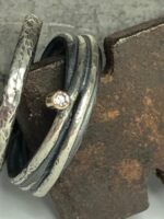 Anell doble de plata amb diamant - Imatge 3