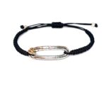 Braçalet oval plata i anelles d'or groc