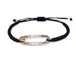 Braçalet oval plata i anelles d'or groc