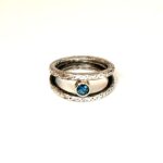 Anell plata doble topazi blau