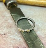 Anell de plata amb diamant i dos topets d'or groc - Imatge 3