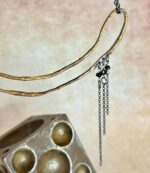 Collaret curt doble cadena plata i bronze